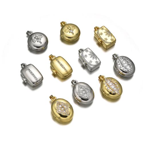 Colgantes de medallón de cobre amarillo, metal, chapado, Bricolaje & diferentes estilos para la opción & micro arcilla de zirconia cúbica, Vendido por UD