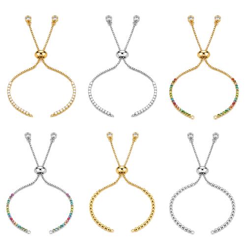 Prás Torthaí Bracelet, plátáilte, DIY & slabhra bosca & stíleanna éagsúla do rogha & micrea réiteach zirconia ciúbach, Fad 12 cm, Díolta De réir PC