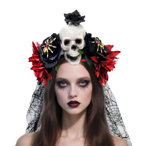 Duk Hair Band, med Gauze, Skull, epoxi klistermärke, Design för halloween & med blommönster & för kvinna, fler färger för val, 240x230mm, Säljs av PC