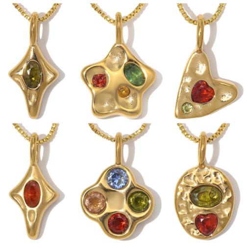 Colgantes Titanium, Partículas de acero, chapado, Bricolaje & diferentes estilos para la opción & con circonia cúbica, más colores para la opción, 3PCs/Bolsa, Vendido por Bolsa