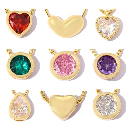 Colgantes de latón cúbicos Circonia (CZ), metal, chapado, Bricolaje & diferentes estilos para la opción & con circonia cúbica, más colores para la opción, 5PCs/Bolsa, Vendido por Bolsa