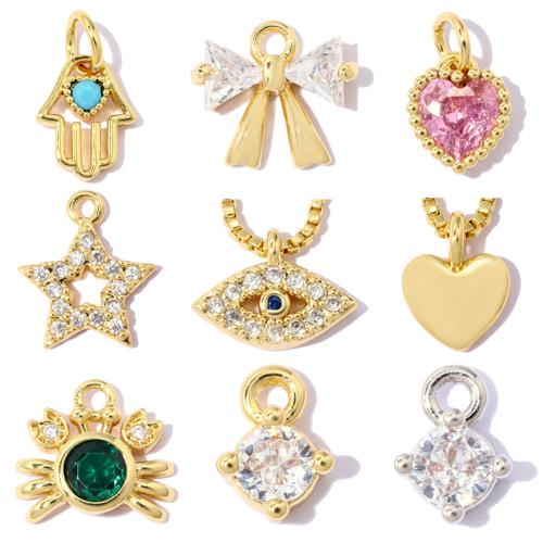 Colgantes de latón cúbicos Circonia (CZ), metal, chapado, Bricolaje & diferentes estilos para la opción & con circonia cúbica, más colores para la opción, 5PCs/Bolsa, Vendido por Bolsa