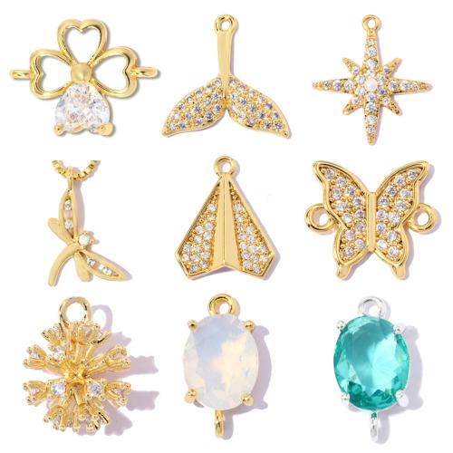 Messing zirconia hangers, plated, DIY & verschillende stijlen voor de keuze & met zirkonia, meer kleuren voor de keuze, 5pC's/Bag, Verkocht door Bag