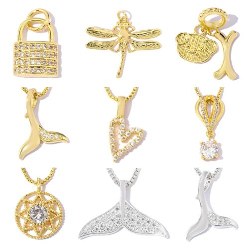 Cúbicos Circonia Colgante Latón Micro pavimenta, metal, chapado, Bricolaje & diferentes estilos para la opción & con circonia cúbica, más colores para la opción, 5PCs/Bolsa, Vendido por Bolsa
