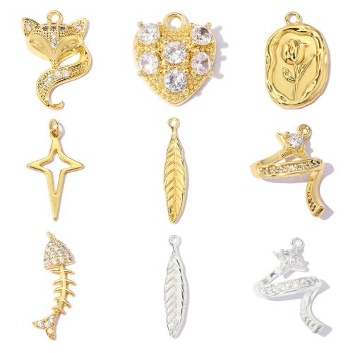 Cúbicos Circonia Colgante Latón Micro pavimenta, metal, chapado, Bricolaje & diferentes estilos para la opción & con circonia cúbica, más colores para la opción, 5PCs/Bolsa, Vendido por Bolsa