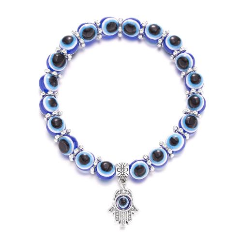 Crystal Bracelet, le Sinc Alloy, Eye olc, lámhdhéanta, unisex & stíleanna éagsúla do rogha, beads size 8mm, Fad Thart 18 cm, Díolta De réir PC