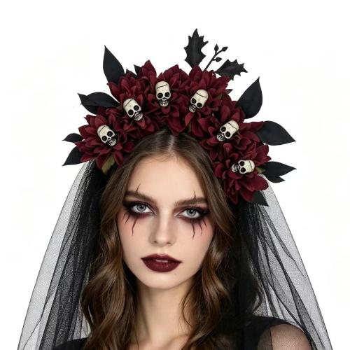 Doek Hair Band, Schedel, handgemaakt, Halloween ontwerp & voor vrouw, meer kleuren voor de keuze, Verkocht door PC