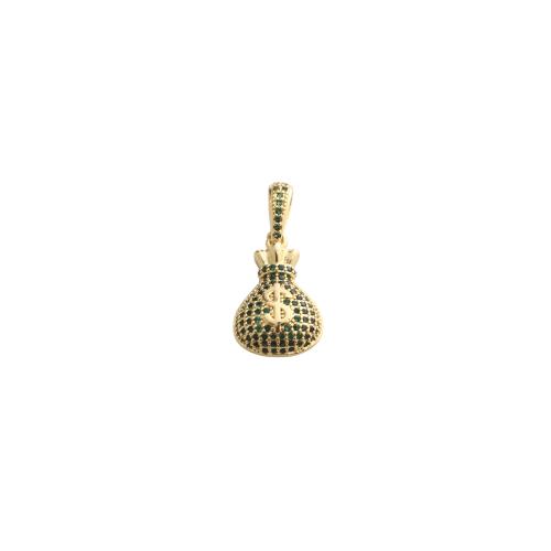 Cúbicos Circonia Colgante Latón Micro pavimenta, metal, Talega, chapado en color dorado, Bricolaje & micro arcilla de zirconia cúbica, 25x12x4mm, Vendido por UD
