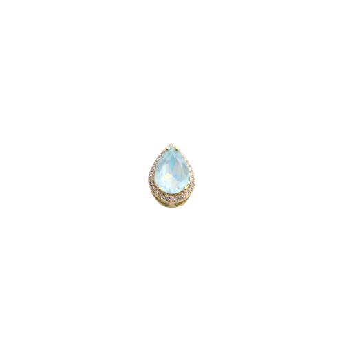 Messing hanger met micro-paved kubieke zirconia's, Traan, gold plated, DIY & micro pave zirconia, 13x10x7mm, Verkocht door PC