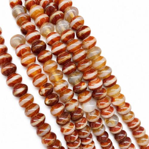 Prirodni Red ahat perle, Rondelle, uglađen, možete DIY, 7x11mm, Prodano Per Približno 38 cm Strand