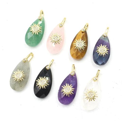 Gemstone Hängen Smycken, Ädelsten, med Zink Alloy, Dropp, polerad, DIY & olika material för val & med strass, 12x24mm, Säljs av PC