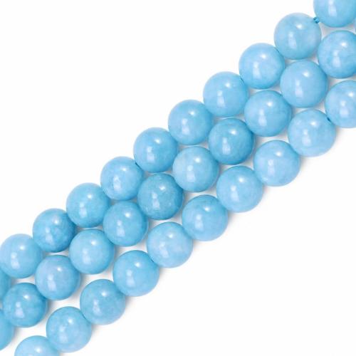 Gemstone Smycken Pärlor, Akvamarin, Rund, polerad, DIY & olika storlek för val, Såld Per Ca 38 cm Strand