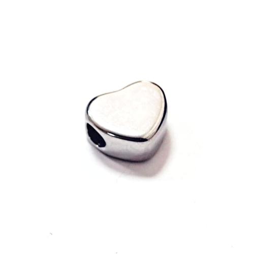 Stainless Steel Spacer Kralen, 304 roestvrij staal, Hart, DIY & machine polijsten, oorspronkelijke kleur, 9.50x8.50x6mm, Gat:Ca 3.5mm, Verkocht door PC