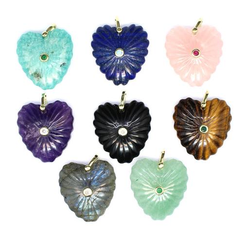 Gemstone Siogairlín, le Prás, Croí, Snoite, DIY & ábhair éagsúla do rogha & micrea réiteach zirconia ciúbach, 33x30x12mm, Díolta De réir PC
