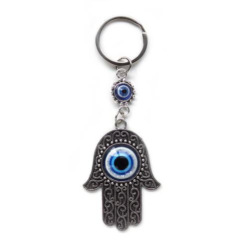 Zinc Alloy Key Clasp with Glass Hamsa plated Unisex 135mm Sold By PC