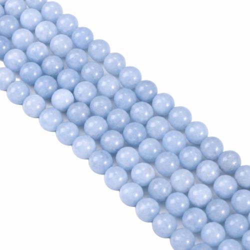 Jade Beads, Runde, poleret, du kan DIY & forskellig størrelse for valg, lyseblå, Solgt Per Ca. 38 cm Strand