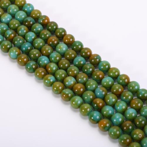 Gemstone šperky Korálky, Drahokam, Kolo, lesklý, Přímá barva přechodu & DIY & různé velikosti pro výběr, zelený, Prodáno za Cca 38 cm Strand