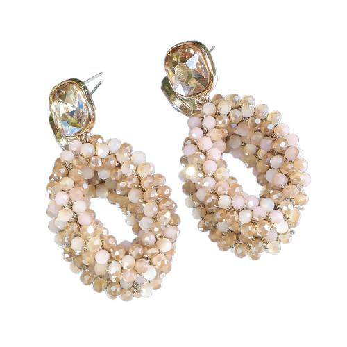 Krystal Drop Earring, håndlavet, for kvinde & med rhinestone & hule, flere farver til valg, 25x50mm, Solgt af par