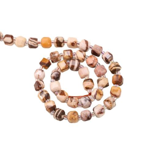 Gemstone šperky Korálky, Zebra Jasper, Náměstí, lesklý, DIY & různé velikosti pro výběr & tváří, Prodáno za Cca 38 cm Strand