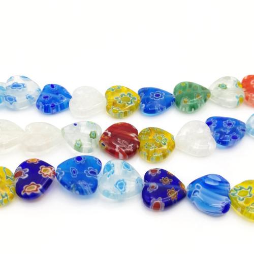 Millefiori Slice Lampwork Beads Heart DIY Sold Per Approx 35 cm Strand