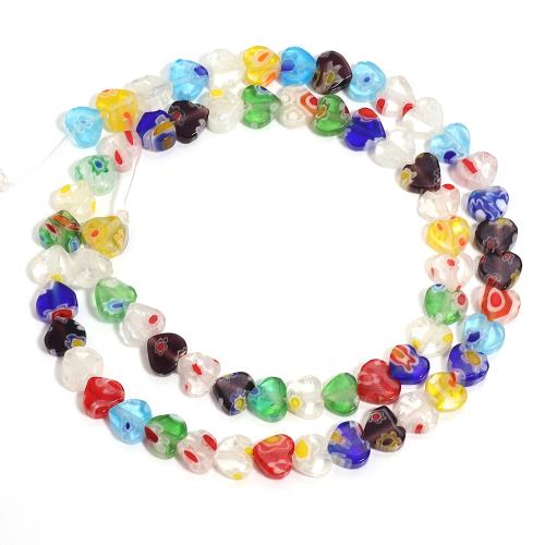 Millefiori Slice Lampwork Beads Heart DIY Sold By Strand