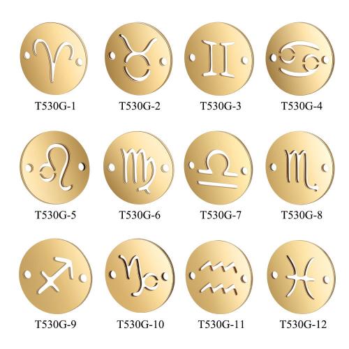 Aço inoxidável Constellation Pendant, Aço inoxidável 304, 12 Signos do Zodíaco, cromado de cor dourada, DIY & Vario tipos a sua escolha, 12mm, 10PCs/Bag, vendido por Bag