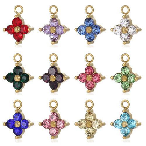 Kubni cirkonij privjesak, 304 nehrđajućeg čelika, zlatna boja pozlaćen, možete DIY & micro utrti kubni cirkonij, više boja za izbor, 6x8mm, Prodano By PC