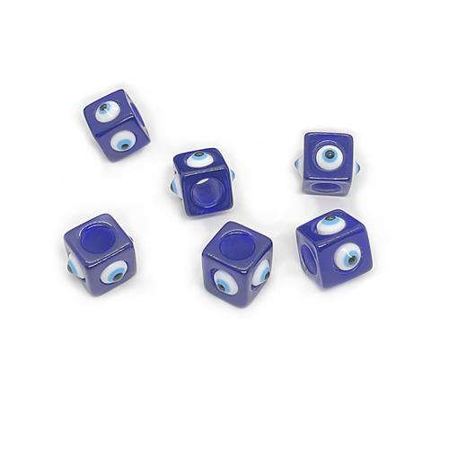 الراتنج الشر الخرز العين, مربع, نصف المصنوعة يدويا, ديي & نمط العين, 12mm, حفرة:تقريبا 5.5mm, تباع بواسطة PC