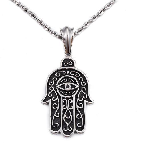 Pendentifs en titane, Acier titane, Main de Fatma, Vintage & DIY, 51x30mm, Vendu par PC