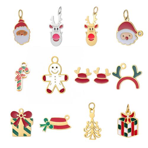Bijoux pendentifs en acier inoxydable , Acier inoxydable 304, Placage, Conception de Noël & DIY & styles différents pour le choix & émail, Vendu par PC