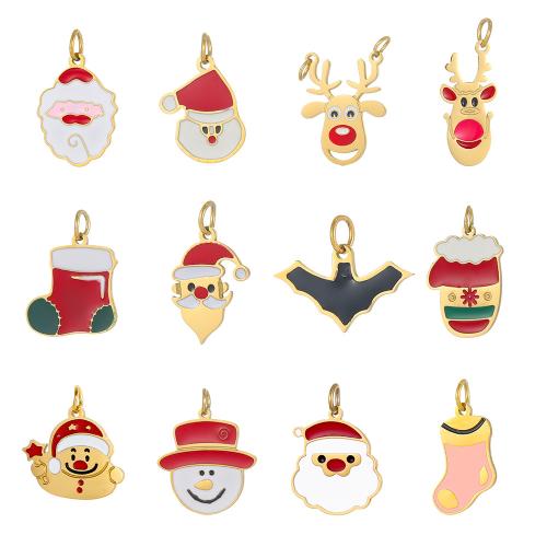 Pendentifs en titane, Acier titane, Placage, Conception de Noël & DIY & styles différents pour le choix & émail, Vendu par PC