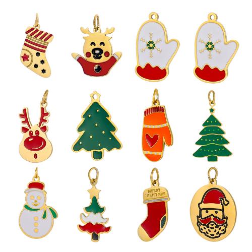 Bijoux pendentifs en acier inoxydable , Acier inoxydable 304, Placage, Conception de Noël & DIY & styles différents pour le choix & émail, Vendu par PC