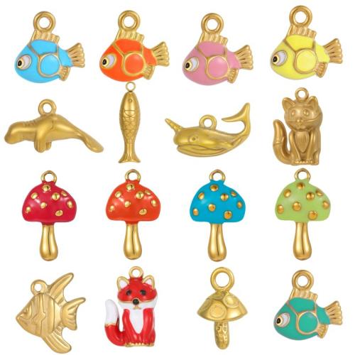 Stainless Steel Pendants 304 Stainless Steel gold color plated DIY & enamel Sold By PC