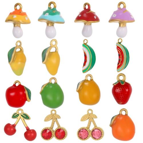 Stainless Steel Pendants 304 Stainless Steel gold color plated DIY & enamel & with rhinestone Sold By PC