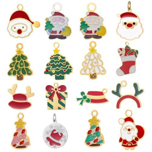 Stainless Steel Pendants 304 Stainless Steel plated Christmas Design & DIY & enamel Sold By PC