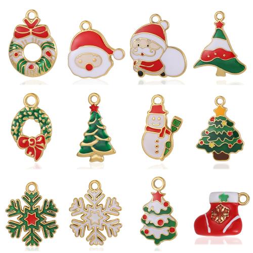 Stainless Steel Pendants 304 Stainless Steel gold color plated Christmas Design & DIY & enamel Sold By PC