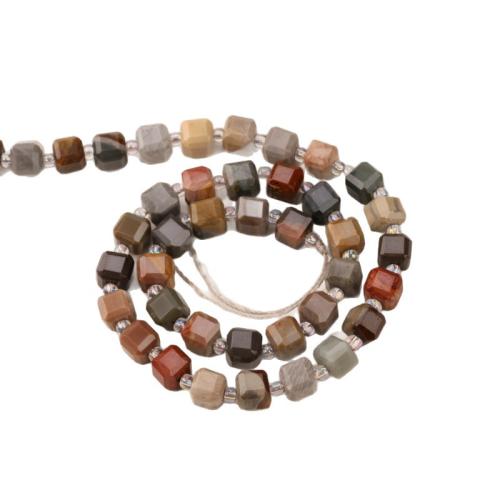Gemstone Jewelry Karoliukai, Ocean Jasper, Aikštė, poliruotas, Pasidaryk pats & skirtingo dydžio pasirinkimo & briaunotas, Parduota už Apytiksliai 38 cm Strand