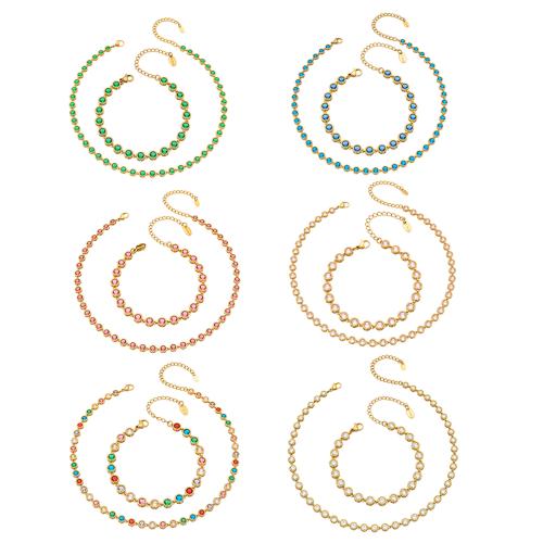 acier inoxydable 316L Collier et bracelet, styles différents pour le choix & pavé de micro zircon & pour femme, Vendu par PC