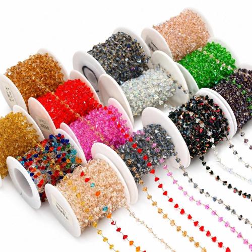 Decorative Beaded Chain Crystal with 304 Stainless Steel Triangle plated DIY 4mm Sold By m