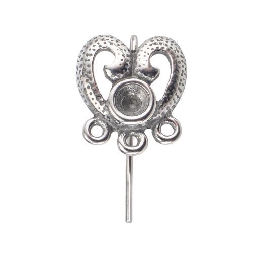 Rostfritt stål örhänge inlägg, 316 rostfritt stål, DIY & ihålig, ursprungliga färgen, 24x14x13mm, Säljs av Par