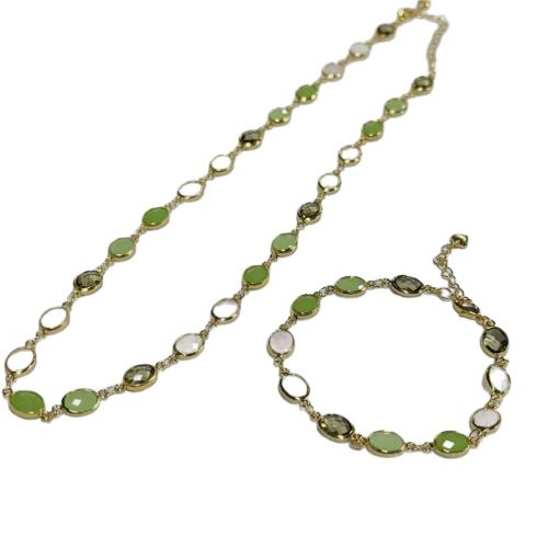 cristal Collier et bracelet, avec laiton, Placage, bijoux de mode & pour femme & facettes, plus de couleurs à choisir, Vendu par PC