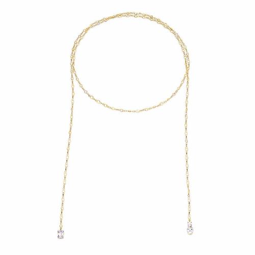 Zinc Alloy Body Chain gold color plated fashion jewelry & for woman & with rhinestone Length Approx 132 cm Sold By PC
