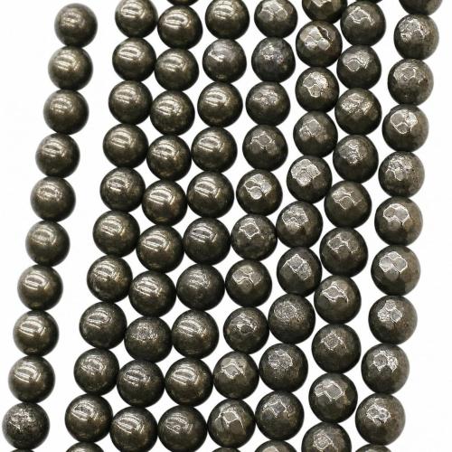 Golden Pyrite Beads, Runde, du kan DIY & forskellig størrelse for valg, flere farver til valg, Solgt Per Ca. 38 cm Strand