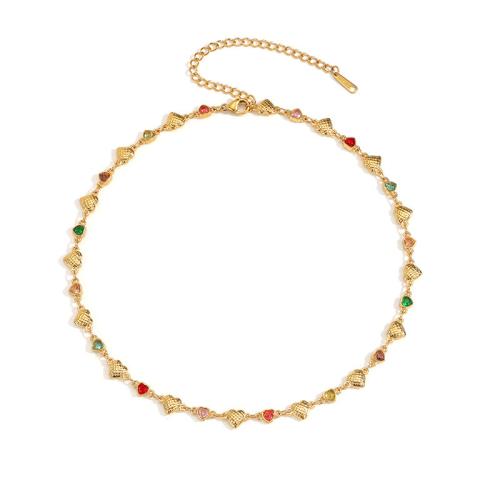 304 acciaio inox Bracciale e Collana, Cerchio, placcato color oro, stili diversi per la scelta & Micro spianare cubic zirconia & per la donna, Venduto da PC