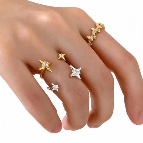 Zink Alloy Cuff finger ring, plated, micro bana cubic zirconia & för kvinna, fler färger för val, Säljs av PC