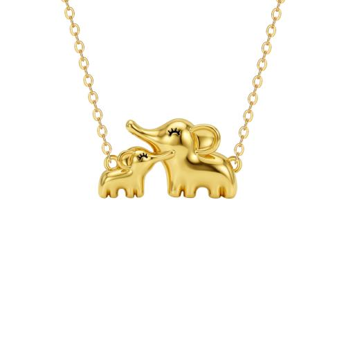 Brass Necklace with 5cm extender chain Elephant gold color plated cross chain & fashion jewelry & for woman Length Approx 45 cm Sold By PC