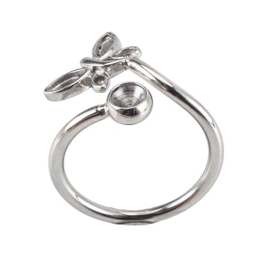 Bague en acier inoxydable, Acier inoxydable 316, papillon, DIY & réglable, couleur originale, size 22x22x17mm, ring inner diameter: 17mm, rhinestones setting: 4mm, Taille:6.5, Vendu par PC