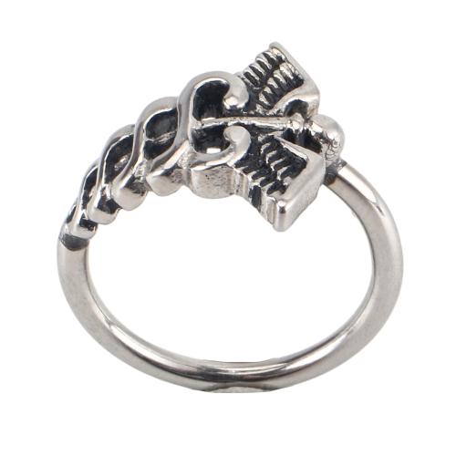316 Stainless Steel Fingerring, Vintage & Unisex, oprindelige farve, 23x22x15mm, Indvendig diameter:Ca. 17.5mm, Størrelse:7, Solgt af PC