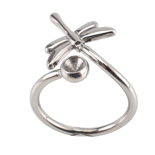 Anello in acciaio inossidabile con montatura per dito, 304 acciaio inox, DIY, colore originale, size 22x22x20mm, ring inner diameter: 17.5mm, rhinestones setting: 4mm, Misura:7, Venduto da PC