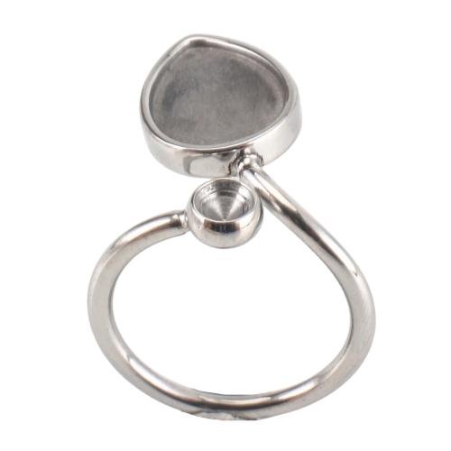 Anello in acciaio inossidabile con montatura per dito, 304 acciaio inox, Cuore, DIY & regolabile, colore originale, size 22x22x23mm, plate inner diameter 10x13mm, rhinestone position 4mm, ring inner diameter 17.5mm, Venduto da PC